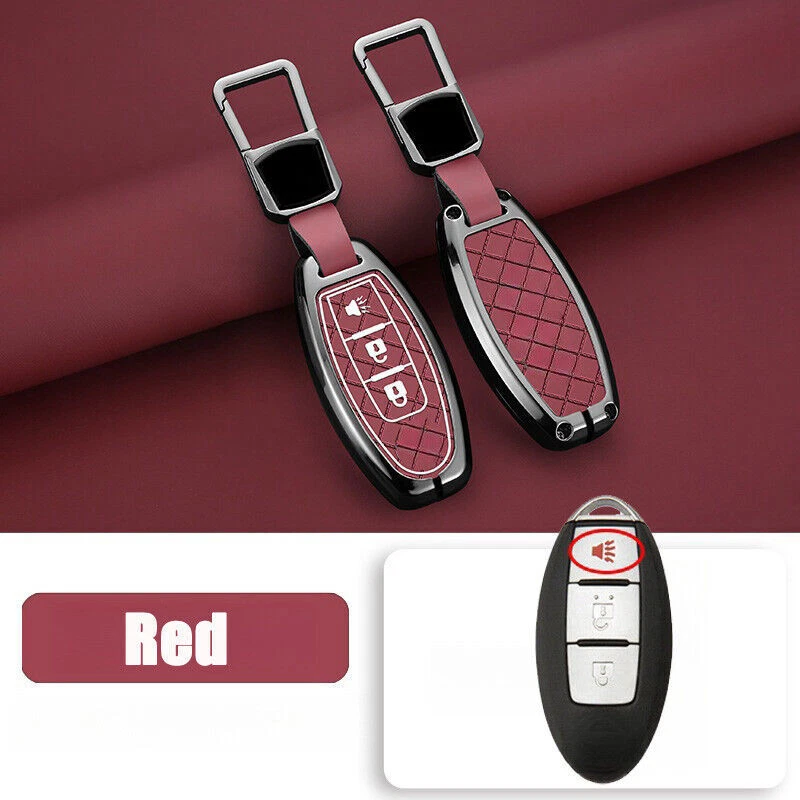 Zinc Alloy Leather Car Key Fob Cover Case For Nissan Qashqai March X-Trail Juke - Image 4 of 4