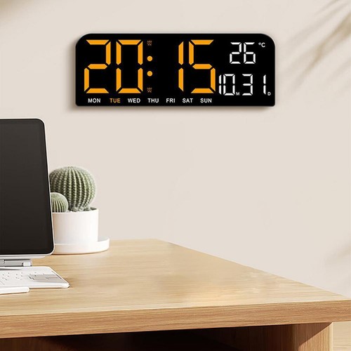 Digital Wall Clock Led Alarm Temperature Humidity Large Display Mode Night B5O3 - Picture 8 of 12