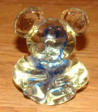 Art Glass Mickey Mouse, Koala, Panda Paperweight, Sculpture - Blue Swirl