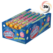 Full Box 24x Tubes Dubble Bubble Assorted Fruit Gum Balls Candy | 12 Per Tube