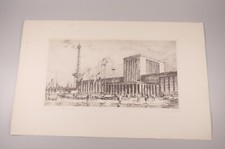 Radierung Horst Miesler Messe Berlin Funkturm um 1970