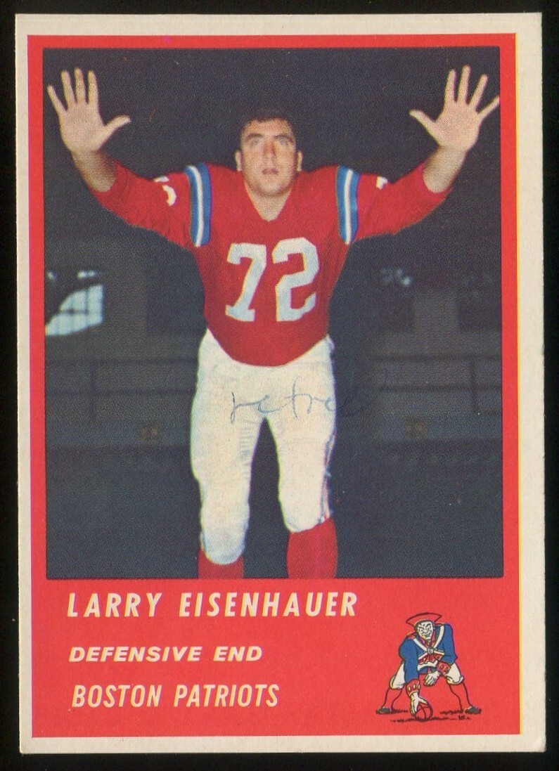 1963 Fleer #11 Larry Eisenhauer Boston Patriots - Rookie Card