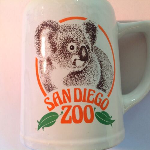 Vintage 1980's Souvenir Ceramic Coffee Mug San Diego Zoo Koala Image Leaves CA - Picture 10 of 10