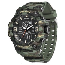 SMAEL Men Sport Watch Big Case Camouflage Green Wristwatch Countdown Watches Boy