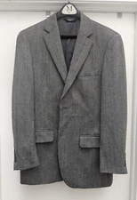 Joseph & Feiss Gold Luxury Wool 2 Button Sport Coat 38R Gray Herringbone Tweed