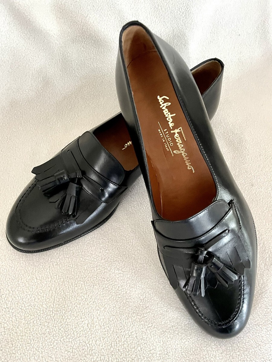Salvatore Ferragamo Studio Tassel Loafers - 9.5 Salvatore Ferragamo Studio Black Loafers Kiltie Tassels Men  main image 3