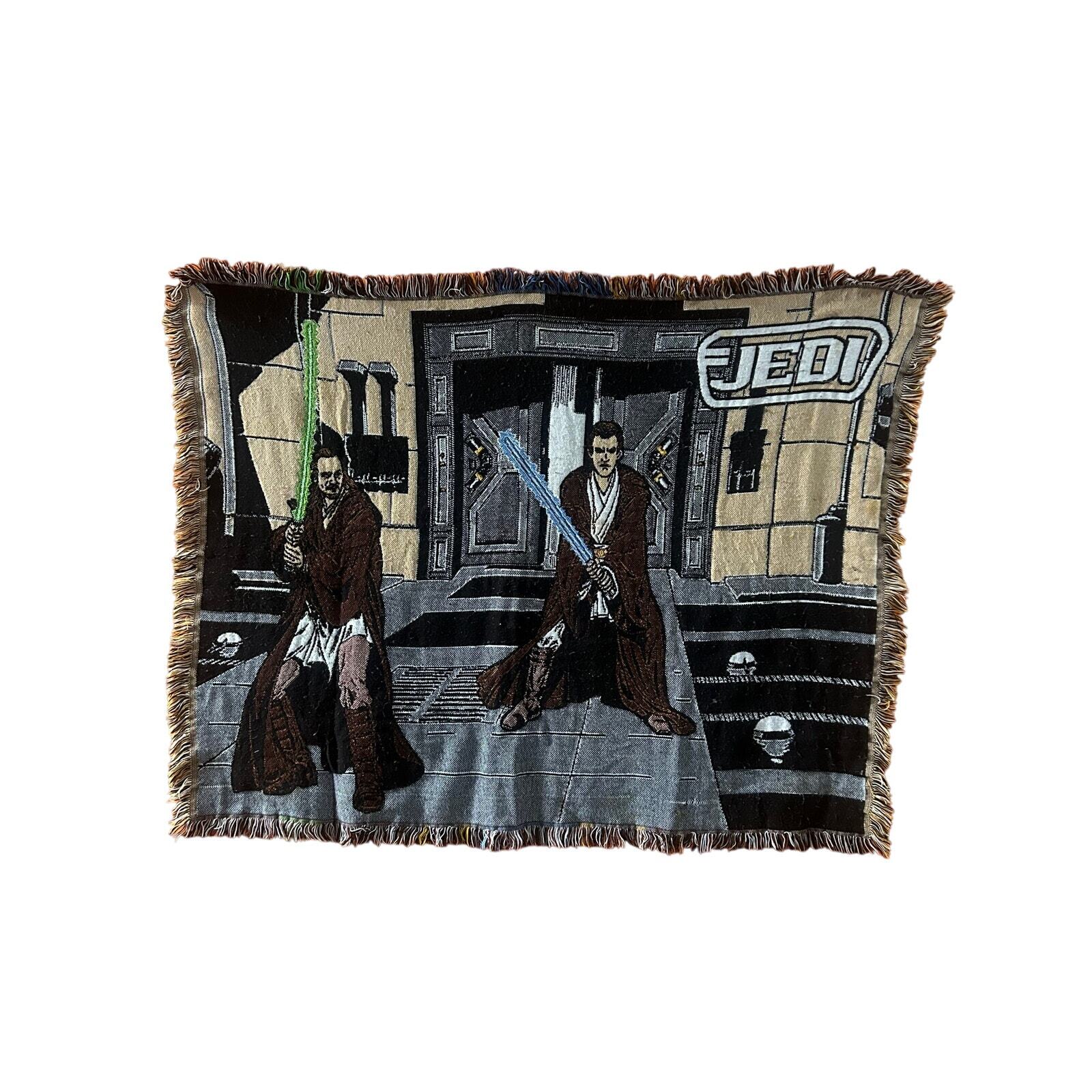 Vintage Star Wars Episode 1 Throw Blanket JEDI Obi-Wan Kenobi & Qui-Gon Jinn