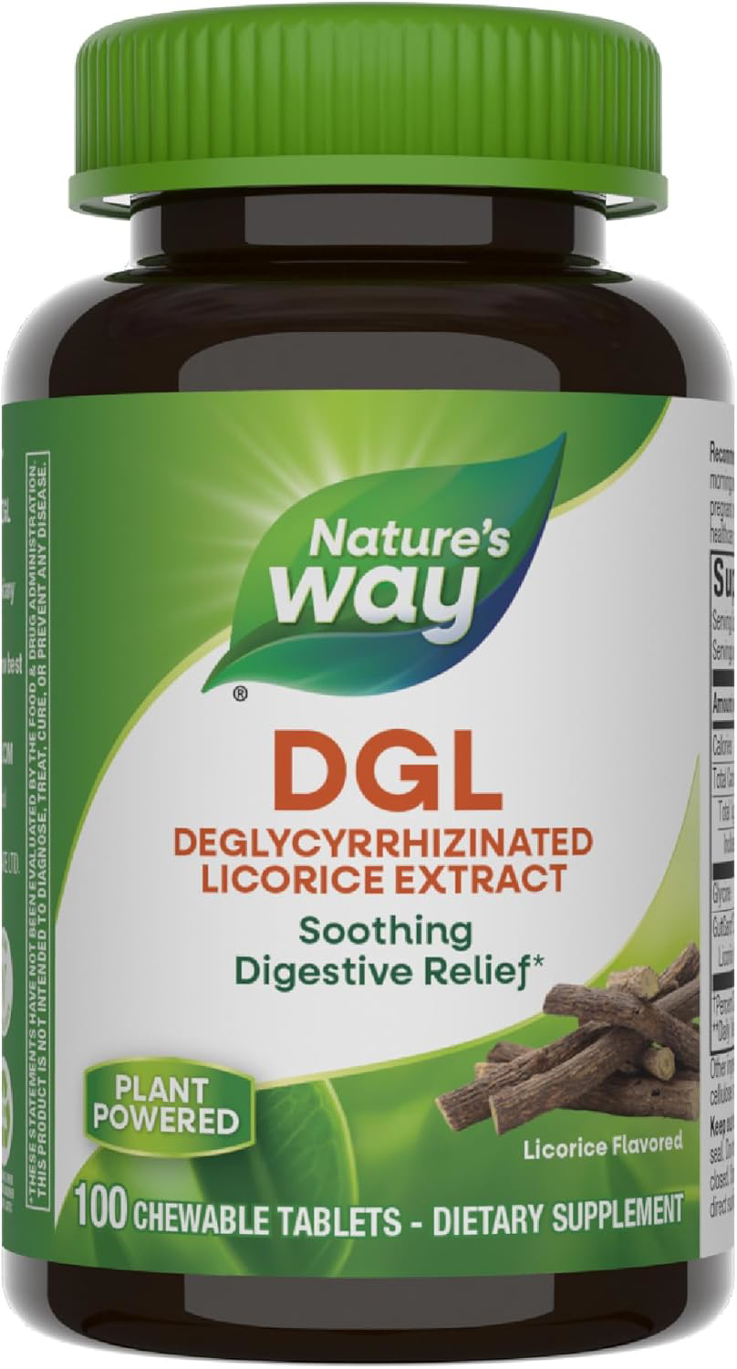 Nature's Way DGL Chewable Tablets for Digestive Support with Licorice Soy