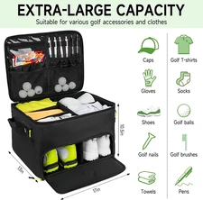 2 Layers Waterproof Golf Accessories Bag,Golf Trunk Organizer,Car Golf Storage O