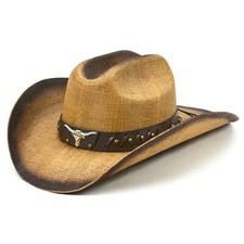 FLUFFY SENSE. Cowboy Hat for Women and Men - Straw Cattleman Crease Western H...