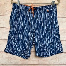 Lands' End Blue Geo Swim Shorts Trunks Swimsuit Men's S 28 - 30 Bathing Suit