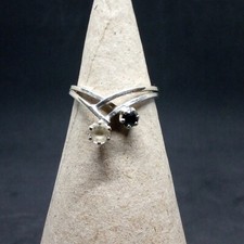 Bague Or Blanc 18K Saphir & Zircon