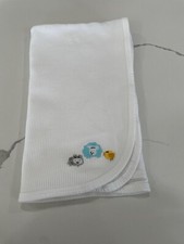 Gerber White Cotton White Thermal Farm Embroidered Baby Blanket