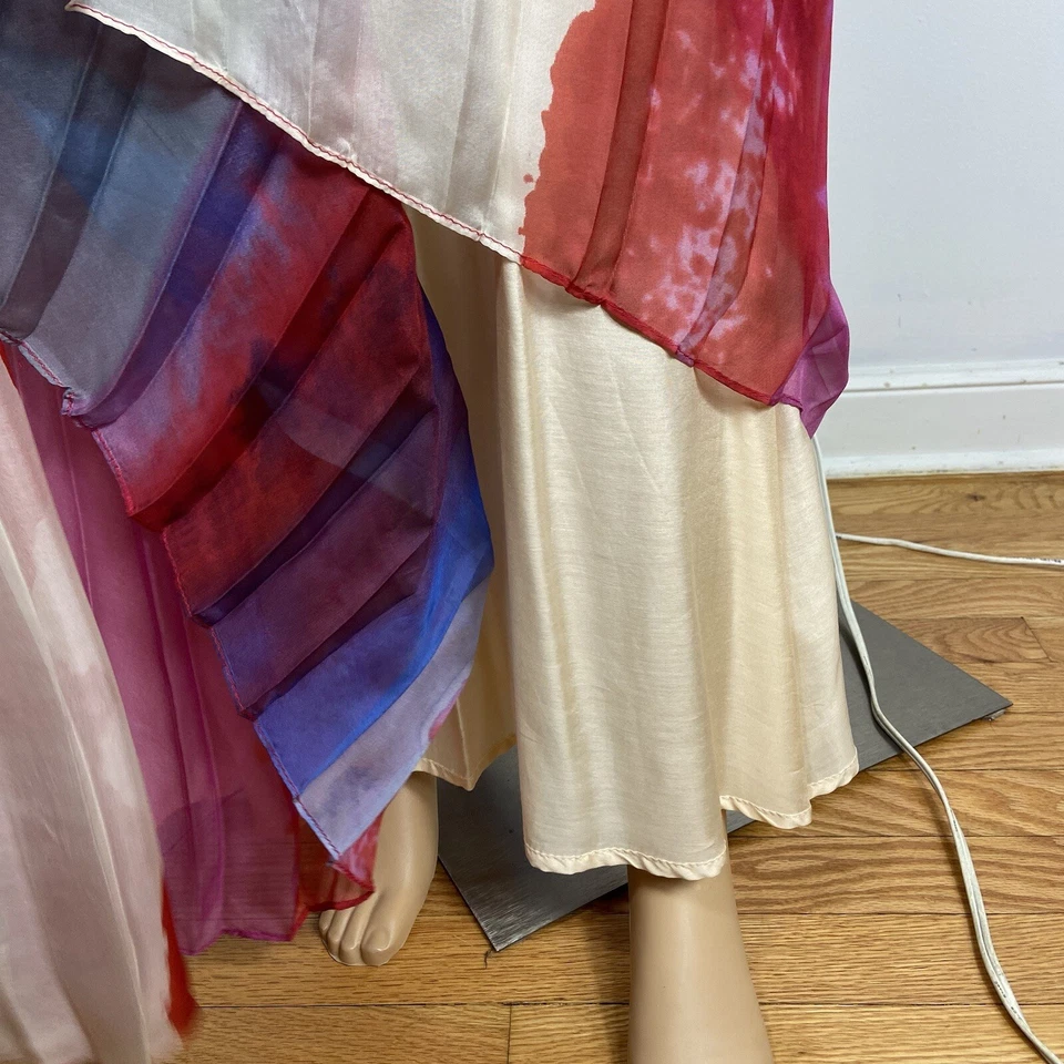 Falda Gossamer Rag & Bone Seda Talla 4 Cuero Cintura Plisada Gasa Cecil Foto 3 de 4