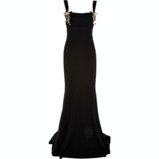 DOLCE & GABBANA Sleeveless Long Dress with Bead Appliqués & Train - IT 36/UK 4