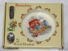 Royal Doulton Bunnykins Baby Plate  Feeding Spoon Set - England NIB