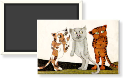 Vintage Book Image Suspicious Kitty Cats 2 x 3 Fridge Refrigerator Magnet Locker