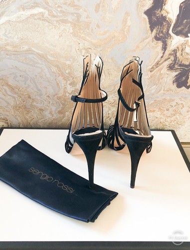 Sergio Rossi Leaf Detail Ankle Strap Suede Sandals - 第 6/11 張圖片