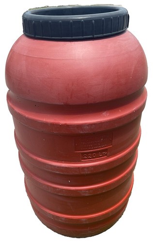 58 Gallon Reconditioned Plastic Olive Barrel - Open-Head with Screw Lid