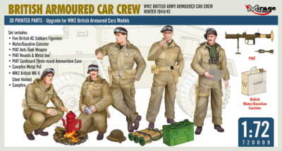 MIRAGE 720009 1:72 WW2 BRITISH ARMY ARMOURED CAR CREW, WINTER 1944/45