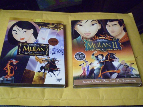 (2) Disney Mulan DVD Lot: Mulan (Platinum) & Mulan II (NEW) w/Slipcovers