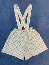 Vintage Blue Polka Dot Shorts Girls 3T Buster Brown 1970 s Straps Eyelet Trim