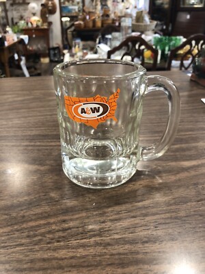 Vintage AW Root Beer With Logo 4 1/4'' Tall 8 ounce Heavy Glass Mug.