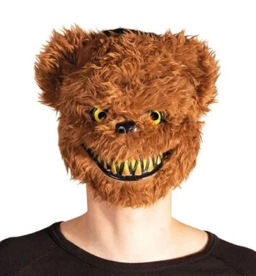 PARTYXPEOPLE PxP 6240371 Halloween Tiermaske Bär, gruselige Plüsch Maske, Kostüm Zubehör 17+