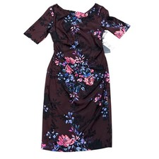 NWT Adrianna Papell Wildflower Bouquet Sheath Dress Burgundy Floral Size 8