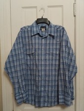 Wrangler Western Shirt Men XL Blue Stripe Pearl Snaps Long Cotton 2 Pockets B9