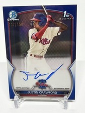 2023 Bowman Chrome 1st Justin Crawford True Blue Refractor Auto /150 Phillies