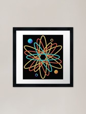 Textured Science Abstract Atom Shap Framed Wall Art Poster Canvas Print Picture