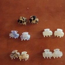 Lot of 10 Mini Plastic Metal Hair Claw Clips, Marbled Multicolor Colorful