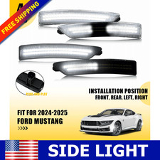 Fits Ford Mustang 2024-2025 White Side Marker Lights Front Rear 4PCS LED