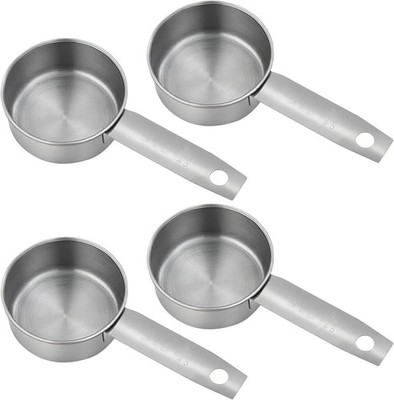 4 Pcs 1/4 Inch Cup Scoop, Stainl Steel 2 oz Measuring Cup, 60ml Metal