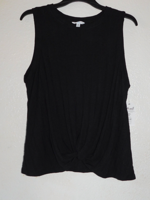 #ad Womens XXXL 22 Black Tank Top Twist Front Knit $14.57