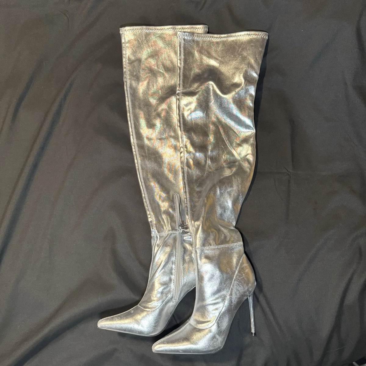 Bottes Genou Lacets Talon Aiguille Wild Diva - Taille 9, Couleur Taupe, Neuves Avec Boîte