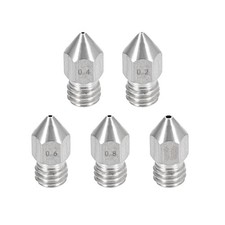 5PCS 3D Printer Nozzle Fit for MK8, Stainless Steel 0.2mm - 1mm Total
