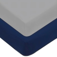 Fitted Crib Sheets 2 Pack 52 x 28 Microfiber Gray Navy American Baby Company