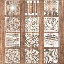 Cobee 12Pcs Reusable Stencils for Crafts, Texture Layering...