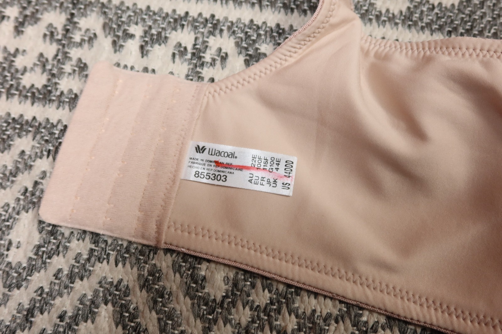 New Wacoal Back Appeal Underwire Bra - Size 44DDD - Rose Dust - 855303