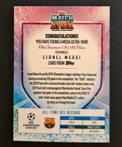 Match Attax Extra 24/25 Lionel Messi The Goat Parallel FCB Barcelona GOAT-LMP - Bild 2 von 4