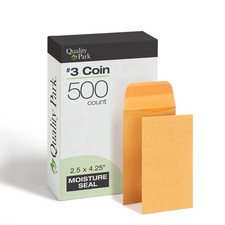 2-1/2 x 4-1/4 Coin Envelopes, 3 Coin Envelopes, 500 Pack, with Gummed Flap, ...