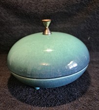Royal Haeger Covered Dish #R 1670 "Atomic Age" Mid-Century Vintage - AQUA BLUE