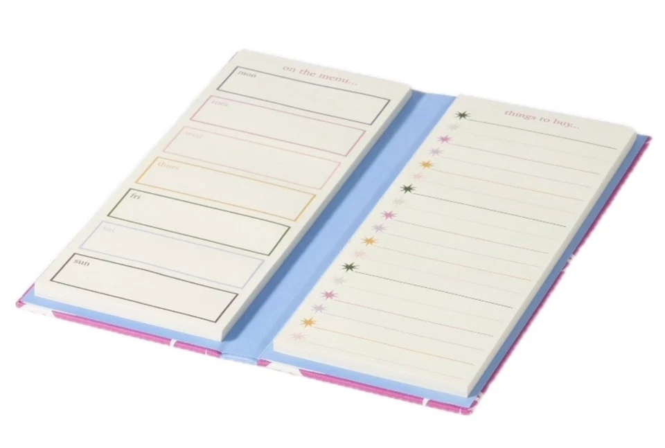 Paperchase Weekly Meal Planner Pink Stars - Shopping List & Notepad Set NEW - Image 2 of 3
