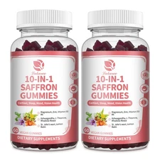 2*Saffron Gummies with Ashwagandha Support Vision, Zzz, Mood, Focus&Cortisol
