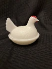 Vintage Indiana Hen on Nest White Opaque Milk Glass Covered Dish Vintage