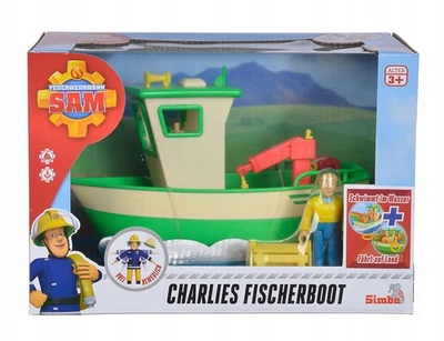 SIMBA DICKIE GROUP Feuerwehrmann Sam – Charlies Fischerboot mit beweglichem Steuer + Boot Figur