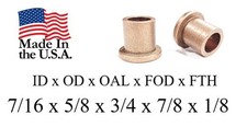 2pc, Bronze Flange Bushing 7/16 x 5/8 x 3/4 ***Made In USA*** Sleeve Bearing