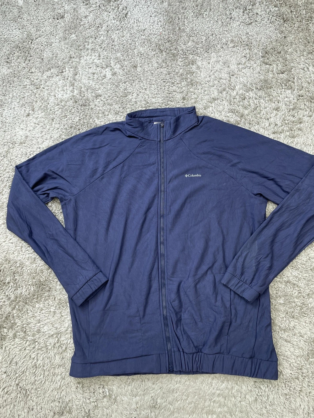 Columbia Sportswear Jacket Mens Large Blue Full Zip Fleece Lightweight Raglan